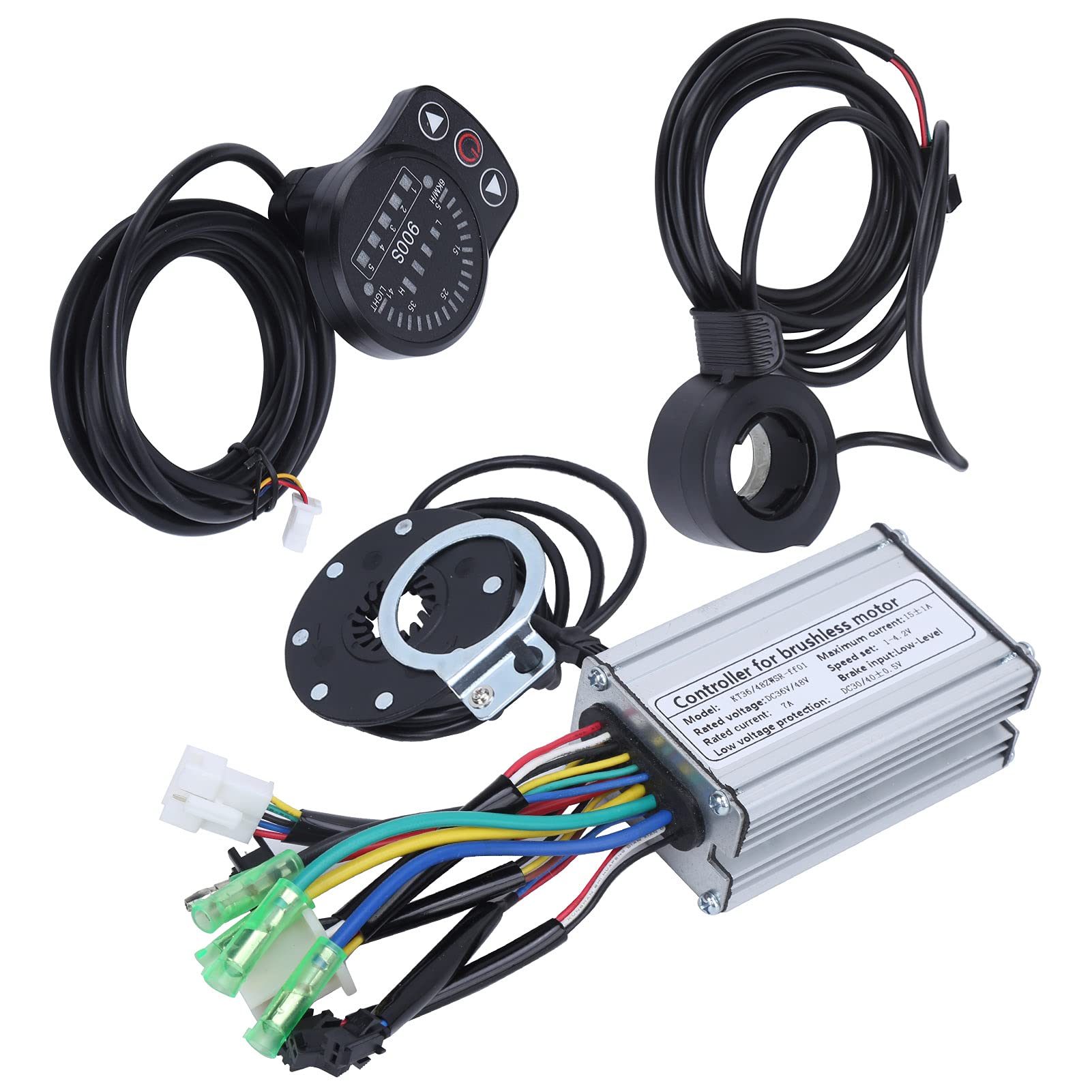 Electric Motor Controller, 36V/48V 250W Speed Controller Kit Brushless 7A Controller with KT‑900S LED Panel Kit for Electric Bicycle Riding