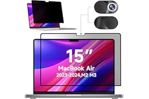 Mamol Privacy Screen for MacBook Air 15 Inch (2023-2024, M2, M3)- A2941 A3114, MagicSuction™ Removable Vacuum Adsorption Anti Spy,Anti Glare Anti Blue Light Filter for Mac Laptop Computer