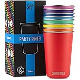 Real Deal Steel Rainbow Cups 16 oz Pint Cups, Stackable Tumblerrs, Eco Friendly Premium Metal Drinking Glasses