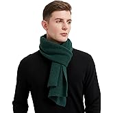 GreenMount Men’s Cashmere Scarf Ribbed Knitted 100% Cashmere Scarf Warm Thick Soft for Fall Winter Men