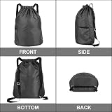 Dacitiery Nylon Drawstring Gym Bag with Outside Zipper Sack Two Side Pockets view 7