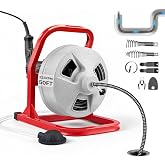 VEVOR Drain Cleaner Machine 50 FT x 5/16 Inch, Sewer Snake Auger with 228RPM Electric Drill, Manual Feed Drain Cleaning Machine with 6 Cutters &amp; Air-activated Foot Switch for 2" to 4" Pipes