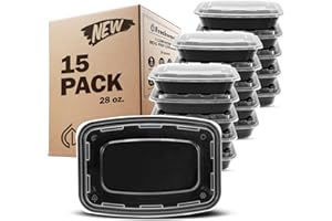 Freshware Meal Prep Containers 15 Count (Pack of 1) Compartment Food Storage Containers with Lids, Bento Box, BPA Free, Stackable, Microwave/Dishwasher/Freezer Safe (28 oz) (Color May Vary)