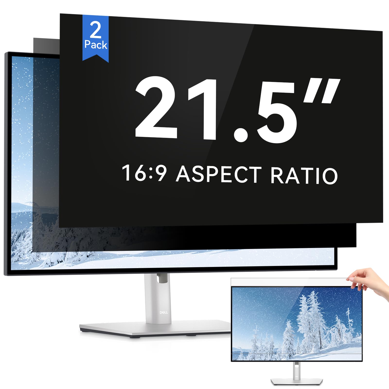 IPROKKO [2 Pack 21.5 Inch Computer Privacy Screen Filter, Removable Anti Glare Blue Light Scratch Protector Film for 21.5inch Computer 16:9 Widescreen Monitor, Anti Spy Security Protector Shield