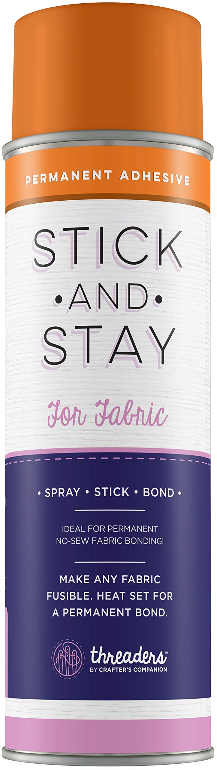 Crafter's STK-STY-FAB Companion Stick & Stay For Fabrics - Permanent Fusible Adhesive, Orange