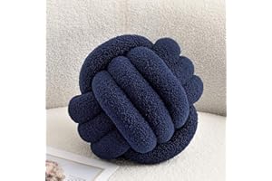 XIAIJIA Knot Pillow Ball Round Throw Pillow Decorative Pillow for Bed Soft Ball Pillow Navyblue Knotted Pillows Couch Cushions (Small,8.6inches)