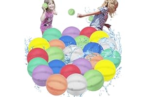 JEFUZH 24 Pcs Water Balloons, Reusable Water Balloons,Water Balls for Kids, Soft Silicone Water Balloons Quick Fill, Kids Adults Water Games Outside Summer Fun Party