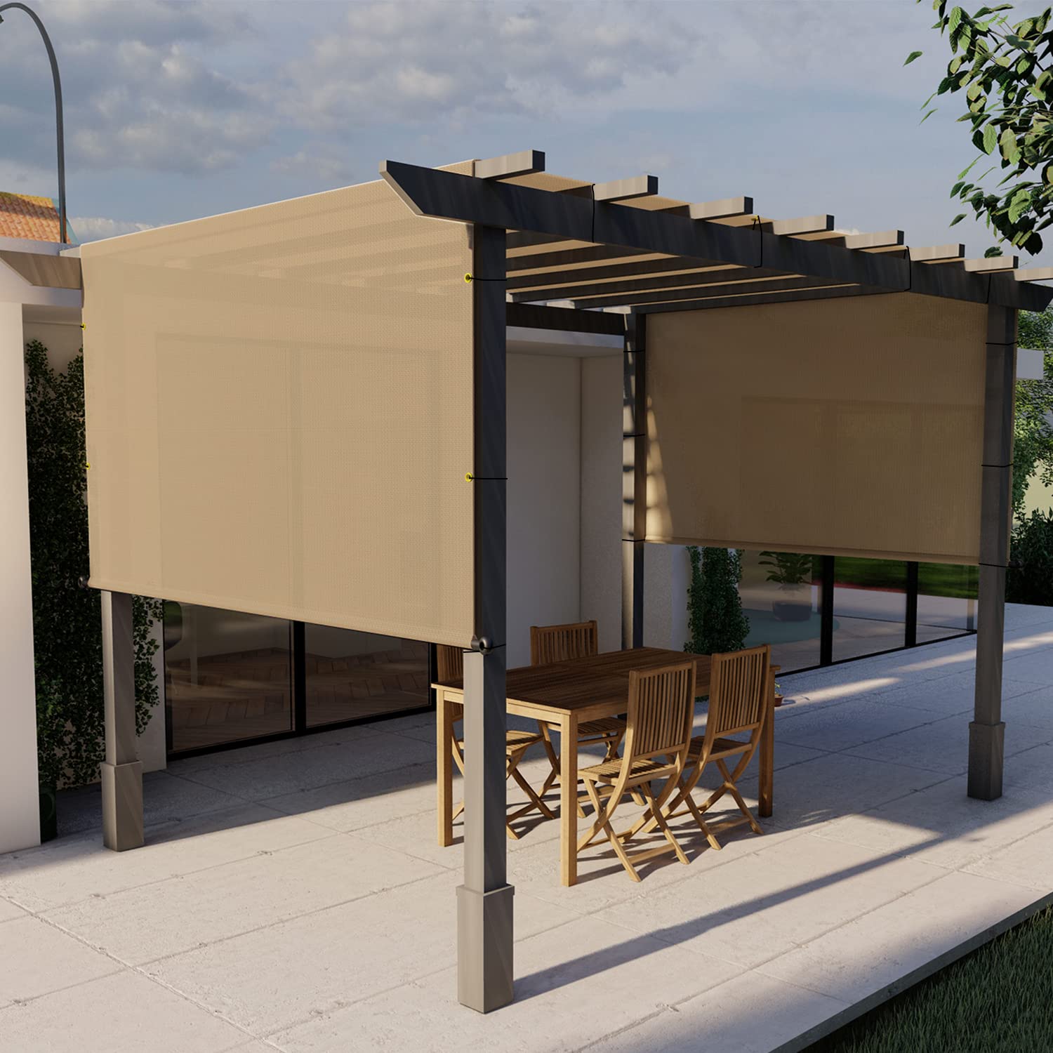E&K Sunrise 3'Wx29'L Outdoor Shade Canopy Cover