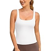 BAYDI Clouduxi Tank Tops with Built in Bras-Square Neck Workout Tops Padded Yoga Shirts Gym Athletic Sleeveless Camisole