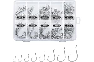 HSYMQ 150PCS Circle Hooks, Strong High Carbon Steel Fresh and Saltwater Fishing Hooks, Variety of Different Sizes Circle Hook - Size:#1 1/0 2/0 3/0 4/0 5/0 6/0 8/0