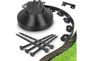 40 FT Landscape Edging No Dig, 2 in.Tall Garden Edging Border with 33 Anchoring Spikes and 1 PCS Connectors for Landscaping G