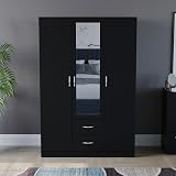 Vida Designs Riano 3 Door Mirrored Wardrobe Black 170H x 115.4W x 53D view 3
