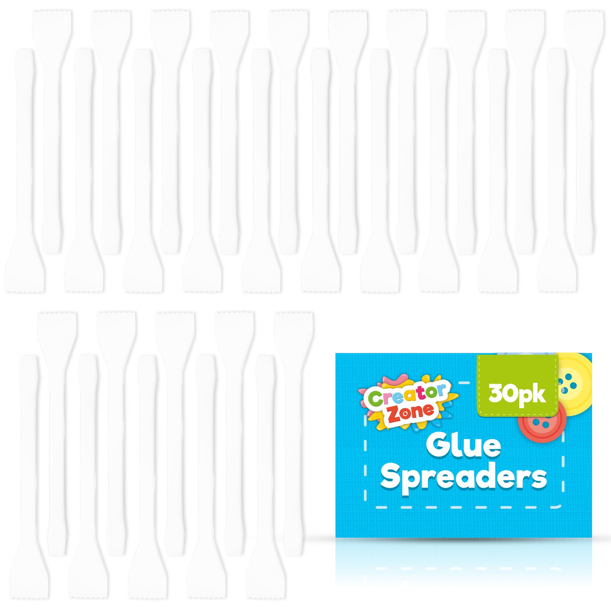 SOL 30pk Glue Spreader Set - Flexible Non-Stick Tips for Precise Application on Wood, Cardboard, and Felt - Ideal for Crafts, Paint Projects, and Art Designs - Easy to Use, Reusable, and Mess-Free