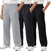 LessonZoo 3 Pack Boys Sweatpants Straight Leg Athletic Open Bottom Joggers Workout Elastic Drawstring Kid Pants with Pockets