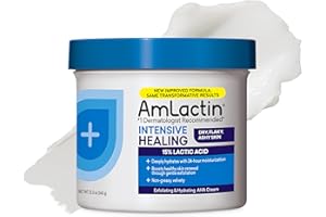 AmLactin Intensive Healing - Therapeutic Body Cream for Extremely Dry Skin - No-Scrub Exfoliator and Moisturizer with 15% Lactic Acid AHA and Ceramides, 12 oz (Packaging May Vary)​