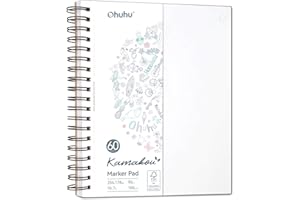 Ohuhu Double Sided Marker Pads Art Sketchbook Bleedproof - 7"x10" Large Paper Size - 90LB/150GSM Smooth Drawing Papers - 60 S