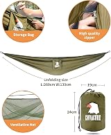 COVACURE Camping Hammock with Mosquito Net Ultralight 210T Nylon 260x130 view 3