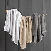 Meadow Park Cotton Waffle Blanket with Sateen Binding - Full/Queen Size - Lightweight and Breathable - Taupe Color