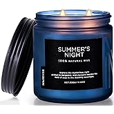 M&SENSE Summer's Night Scented Candle, 11.6oz Natural Soy Wax Clean Non Toxic for Home, Medium 2 Wick Gifts for Men, Up to 70 Hours Burn Time, Manly Candles for Bedroom