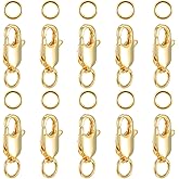 10 Pcs Lobster Claw Clasps, Gold Lobster Claw Clasp with Closed Jump Rings, 14K Gold Jewelry Making Clasps and Closures, 12mm (0.47inch)