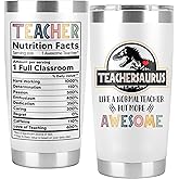 PRPinkRain Teacher Cup Tumbler - Gifts for Women Men, Thank You Gift Ideas for Teachers, Teachersaurus Gifts From Student - 20 Oz Tumbler Best Teachers Day Week Appreciation Gift