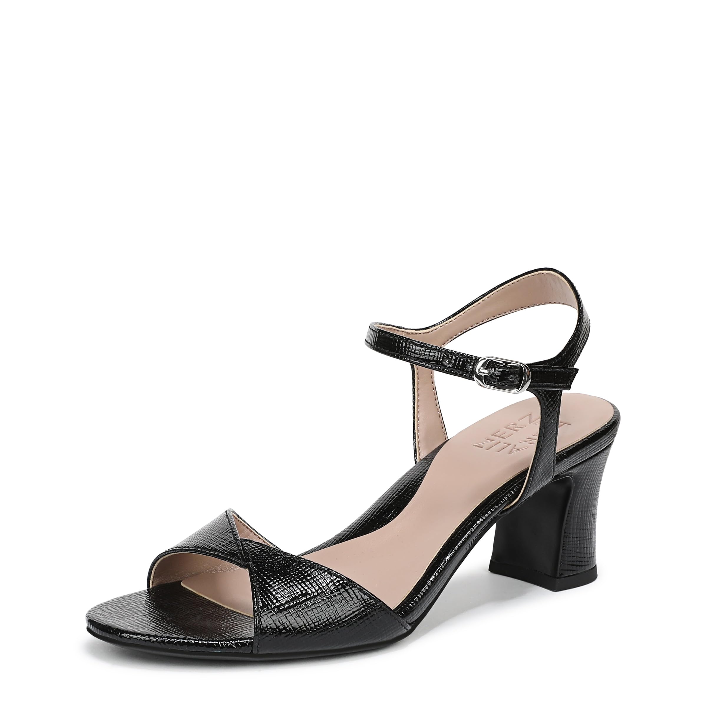 Naturalizer Women’s Nyla Heeled Sandal Black Textured 5 M