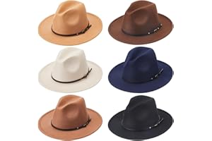 6 Pcs Squash Hats for Women Felt Panama Hat Wide Brim Squash Hat with Belt Buckle Floppy Hats Vintage Decoration Dress Hat