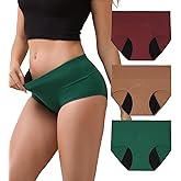 INNERSY Period Underwear for Women Leakproof High Waisted Menstrual Cotton Panties 3 Pack