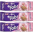 Parle Hide and Seek, Fab! Flavored Chocolate Chip Covered Cookies, Product of India, 3 Packs (Strawberry)