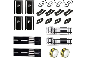 WALWAL Lot de 2 rouleaux de ruban adhésif pour chemin de fer + 2 rouleaux de ruban d'avertissement noir et jaune + 4 grandes 