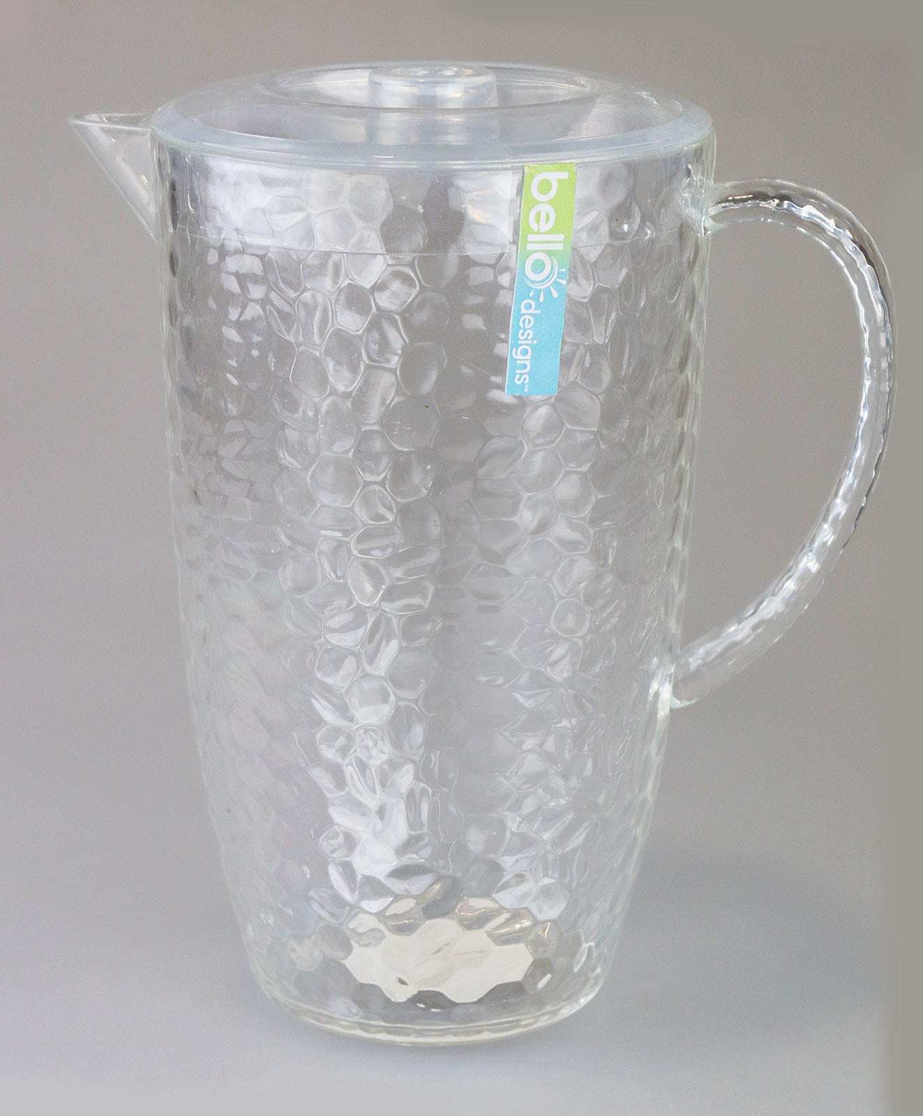 "Bello" Clear Plastic Pitcher with Lid Great for Outdoor Dining, Picnics & BBQ's
