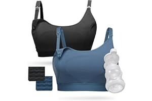 Momcozy Pumping Bra, Pumping Bra Hands Free All Day Wear Pumping & Nursing Bra in One Holding Breast Pump for Spectra, Medela