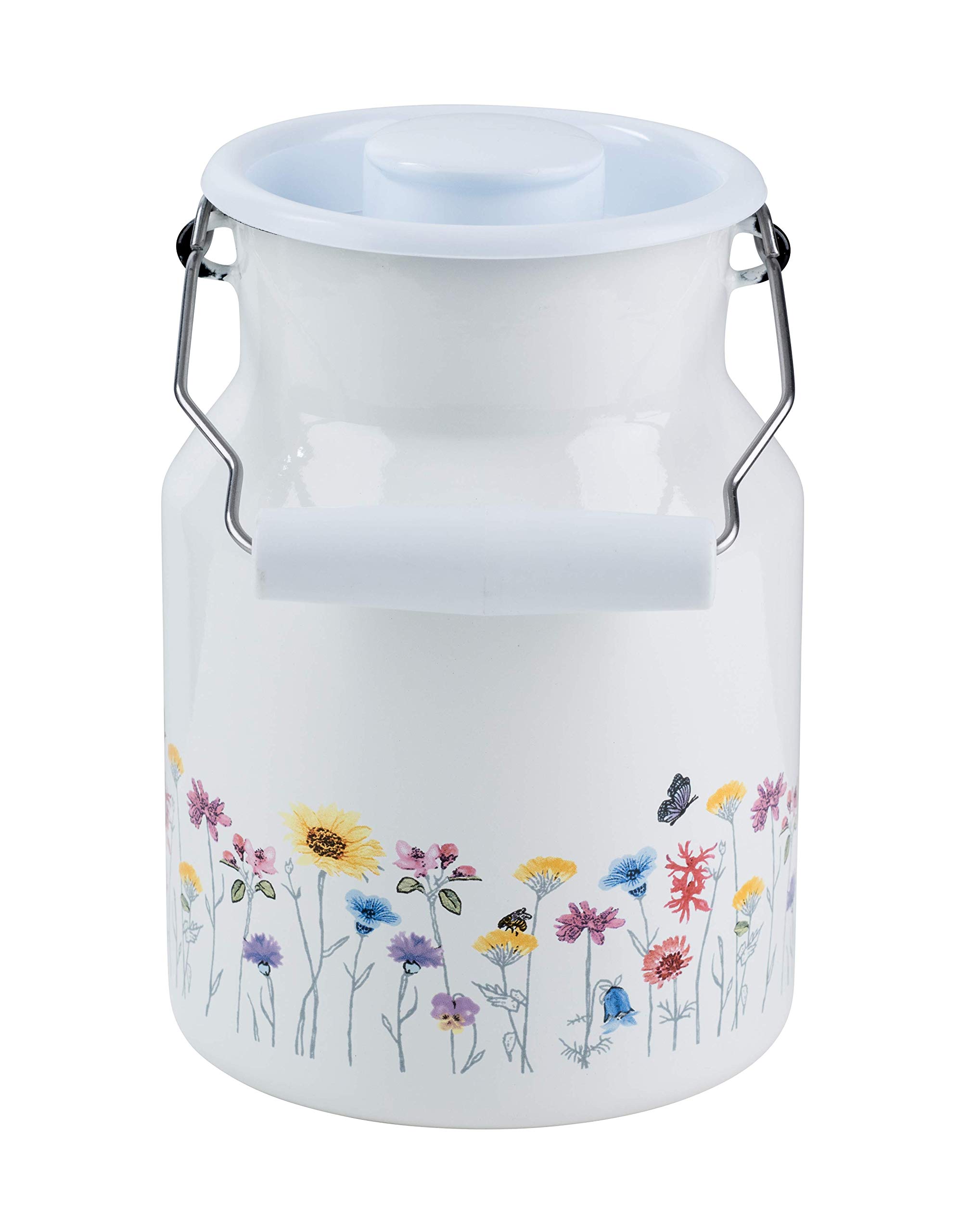 Riess, 0506-070, Milk jug with lid, Country Special Edition Flora, Capacity 1.5 litres, Height 19.2 cm, Enamel, White Rice Milk jug M.D. 1.5 L Flora