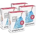 simplehuman Code V Custom Fit Recycling Drawstring Trash Bags, 16-18 Liter / 4.2-4.8 Gallon, 12 Refill Packs (240 Count) - Blue