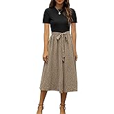 Zattcas Women 2026 Spring Dress Long Sleeve Ribbed Teacher Church Modest Business Casual Work Outfits Midi Dress