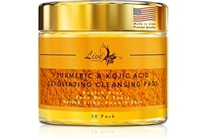 Live Healthy [The Original] Kojic Acid & Turmeric Cleansing Pads - Exfoliating, Brightening, Acne Scars, Unclog Pores -Turmeric Cleansing Pads for Dark Spots Made in USA - 30 Count