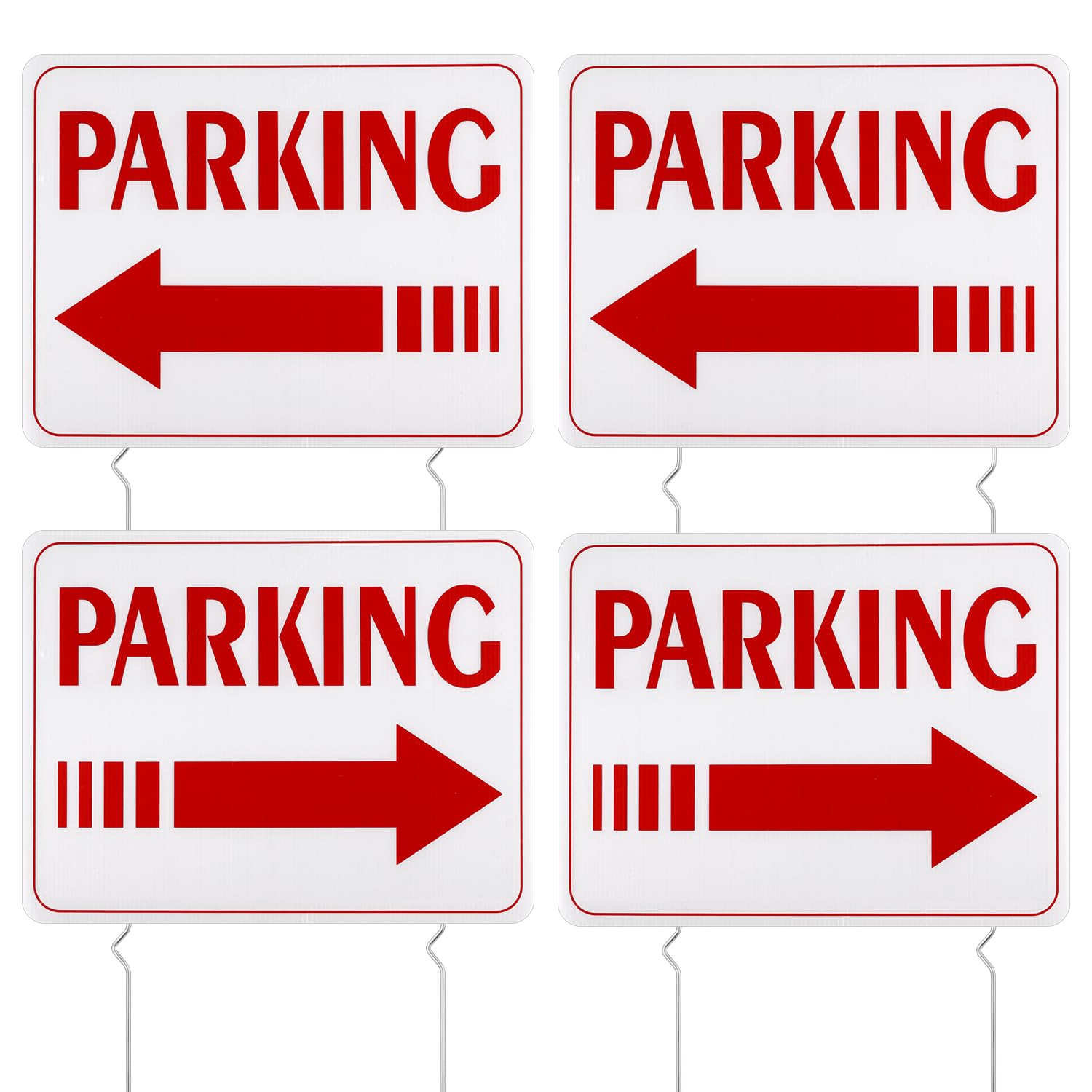 4pcs Event Parking Signs with Stakes, 12x16 Inch Double Sided Event Parking Sign Wedding Parking Sign with Arrow Outdoor Guest Parking Signs Stand Event Parking Yard Signs for Outdoor