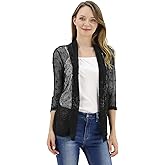 BENANCY Women's 3/4 Sleeve Lightweight Mesh Crochet Short Shrug Cardigan