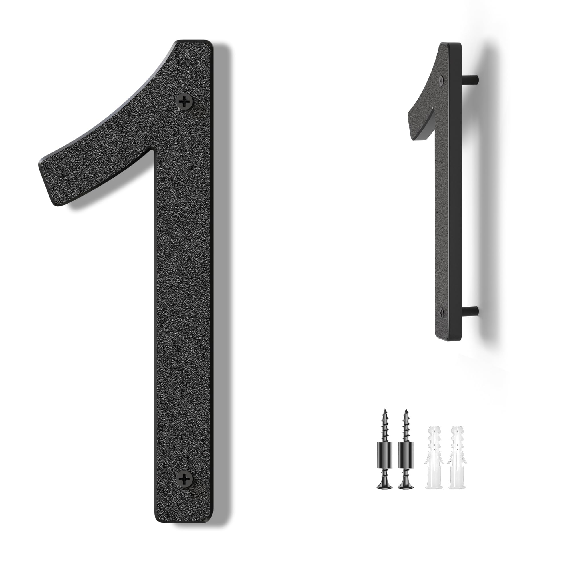 House Numbers Large Door Number 10 inch/25 cm - Modern House Numbers Black Plastic Exterior Front Door Address Numbers 1