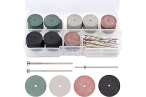 Swpeet 52Pcs Polishing Wheels Kit, 40Pcs 4 Colors Mixed Lab Beauty Silicone Rubber Polishing Wheels + 12 Mandrel Shank Perfect for Rotary Hand Pieces Rotary Tool