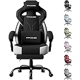 GTPLAYER Gaming Chairs for Adult - Ergonomic Big & Tall Gaming Seat with Footrest & Lumbar Support, Comfortable Office Chair 90-155° Reclining - Heavy Duty Wide Computer Seat, Black