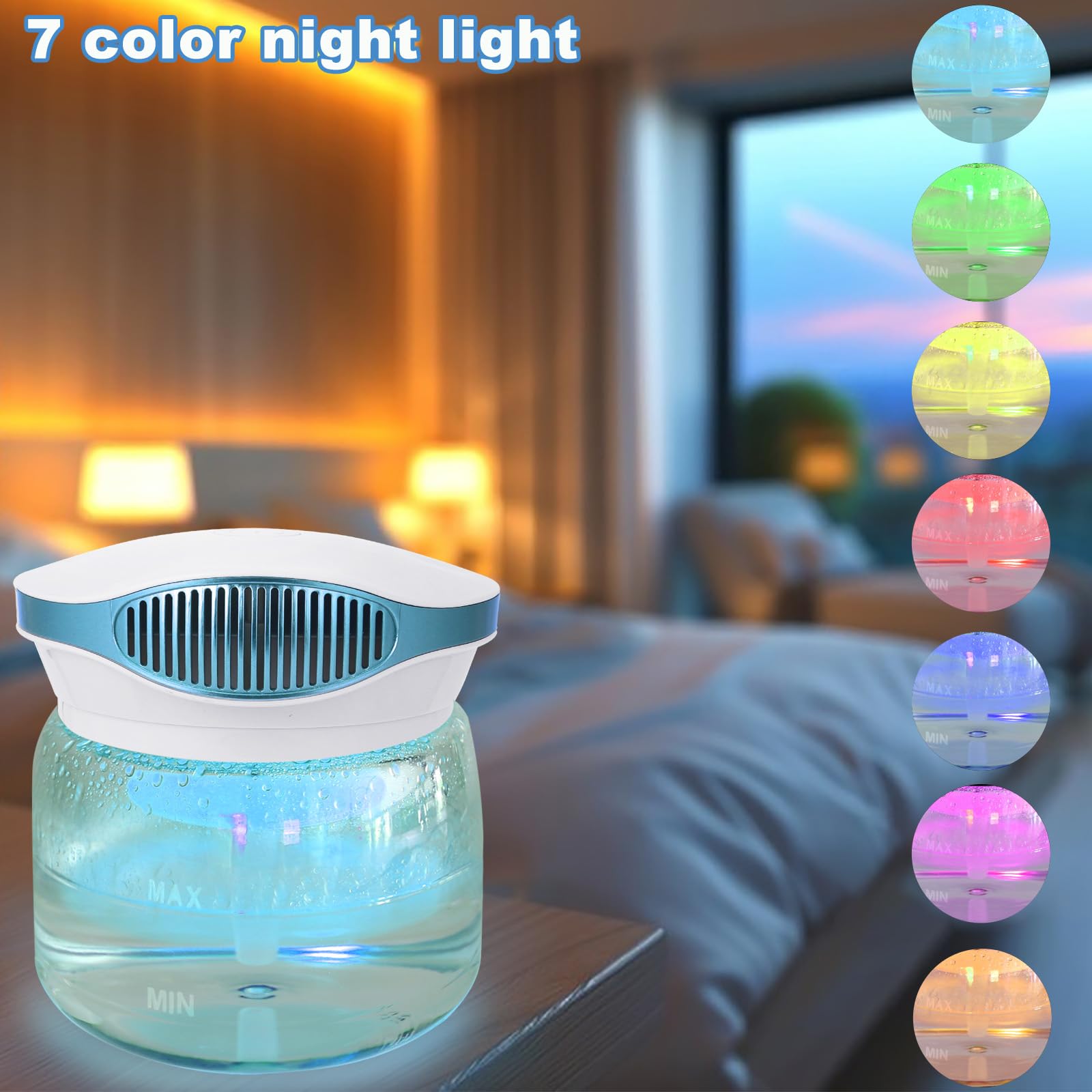 HimAoto Water Air Purifiers for Home, Air Washer Aroma Diffuser, Rainbow Air Purifier, Air Washer Humidifier, Essential Oils Aroma Fresher With Night light for Home, Office, Bedroom