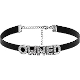 Sacina Gothic Punk Cute Owned Choker, Black Choker, Black PU Leather Chocker Collar, Gothic Goth Necklace, Costume Jewelry, Halloween Christmas Jewelry Gift for Women