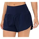 THE GYM PEOPLE Womens High Waisted Running Shorts Quick Dry Athletic Workout Shorts with Mesh Liner Zipper Pockets