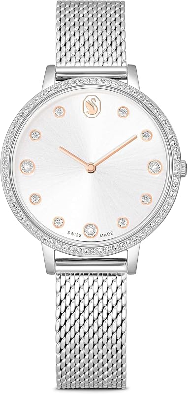 Reloj Clarica, Fabricado en Suiza, Brazalete de Metal, Tono Plateado, Acero Inoxidable