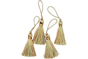 Expo International 2" Fiber Mini Key Tassel Pack of 4 Trims, Brown/Sage
