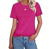 GKBK Womens Short Sleeve Cotton Shirts Crewneck Summer Tops Casual Cute Basic Tee Tshirt Spring Clothes Outfits Trendy