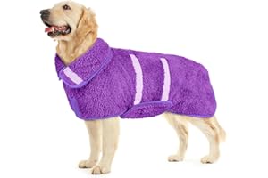 HEDGEINK Dog Bathrobe, Super Soft Dog Robe Quick Drying Dog Towels for Drying Dogs Large, Adjustable Dog Robes for After Bath, Dog Clothes and Dog Dryer XL