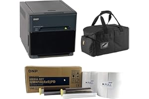DNP QW410 4.5-inch Dye-Sublimation Professional Event Photo Booth Printer Essential Bundle with 4x6-inch Digital Media, 2 Rolls (300 Total Prints), Slinger Printer Case