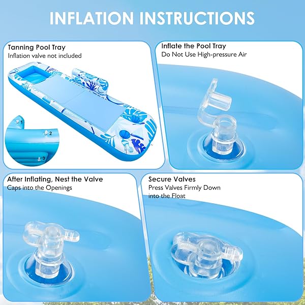 INFLATABLE TRAY FOR TANNING POOL FLOAT – 61″ L X 18″ W EXTRA LARGE TRAY WITH NON-SLIP AND COOLER CONTAINER, DESIGNED FOR SUNBATHING BED, TANNING LOUNGE & WATER BLOW UP, BALL PIT, PARTY GIFTS